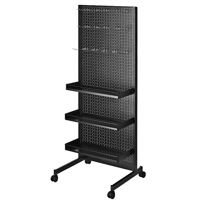 Perforated wall complete 1-sided, foot cantilever, 3 shelves